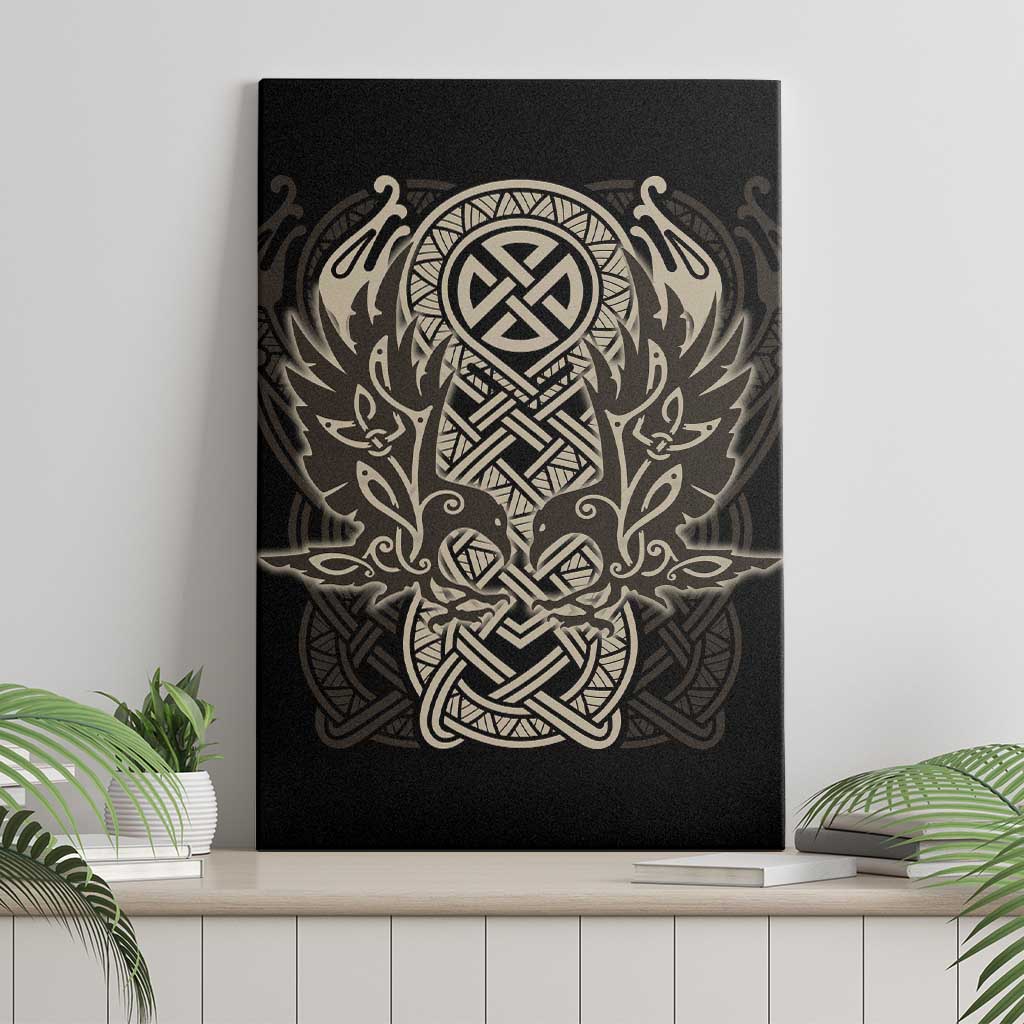 Celtic Trinity Knot Raven Emblem Canvas Wall Art Intricate Norse Tribal Knotwork Illustration