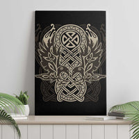 Celtic Trinity Knot Raven Emblem Canvas Wall Art Intricate Norse Tribal Knotwork Illustration