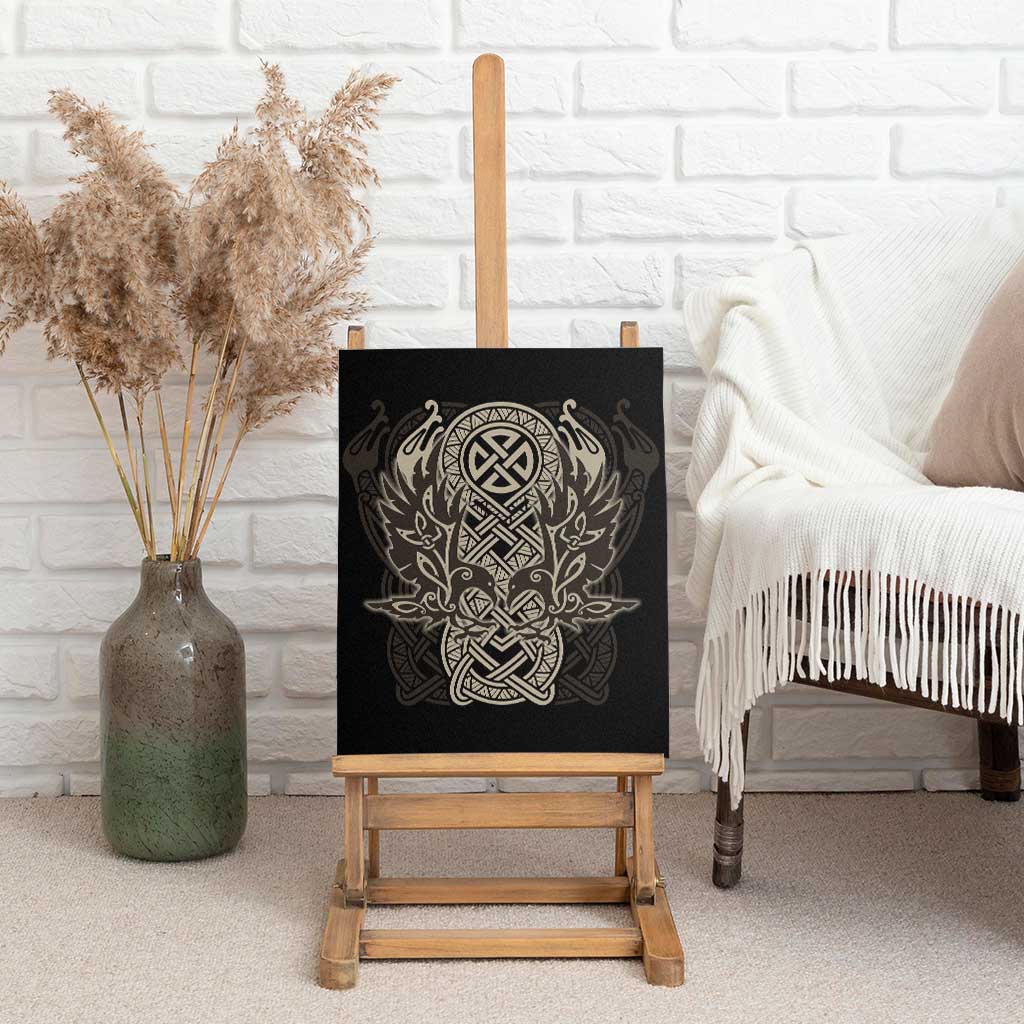 Celtic Trinity Knot Raven Emblem Canvas Wall Art Intricate Norse Tribal Knotwork Illustration