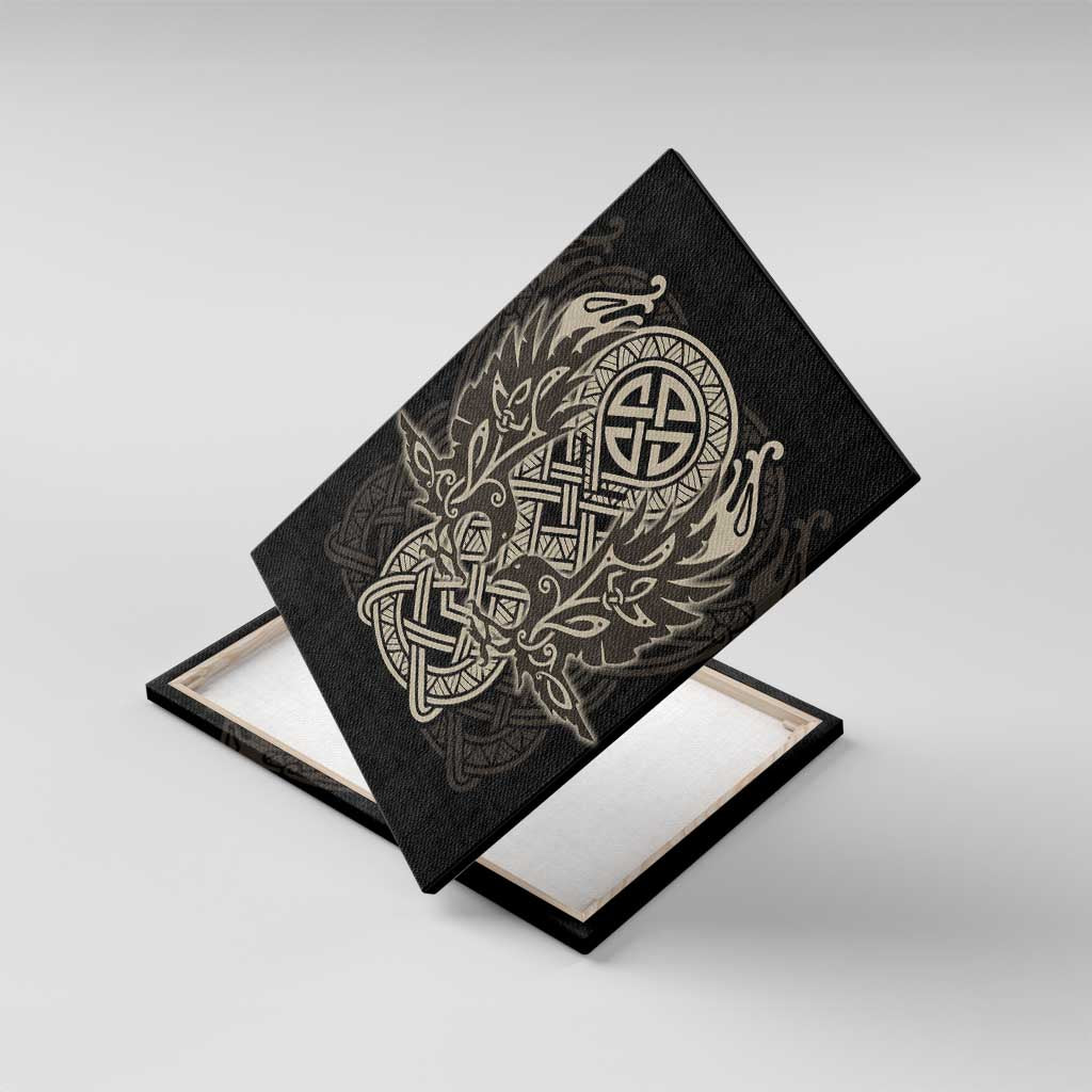 Celtic Trinity Knot Raven Emblem Canvas Wall Art Intricate Norse Tribal Knotwork Illustration