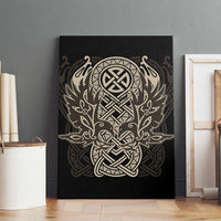 Celtic Trinity Knot Raven Emblem Canvas Wall Art Intricate Norse Tribal Knotwork Illustration
