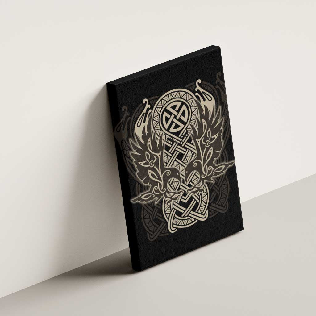 Celtic Trinity Knot Raven Emblem Canvas Wall Art Intricate Norse Tribal Knotwork Illustration