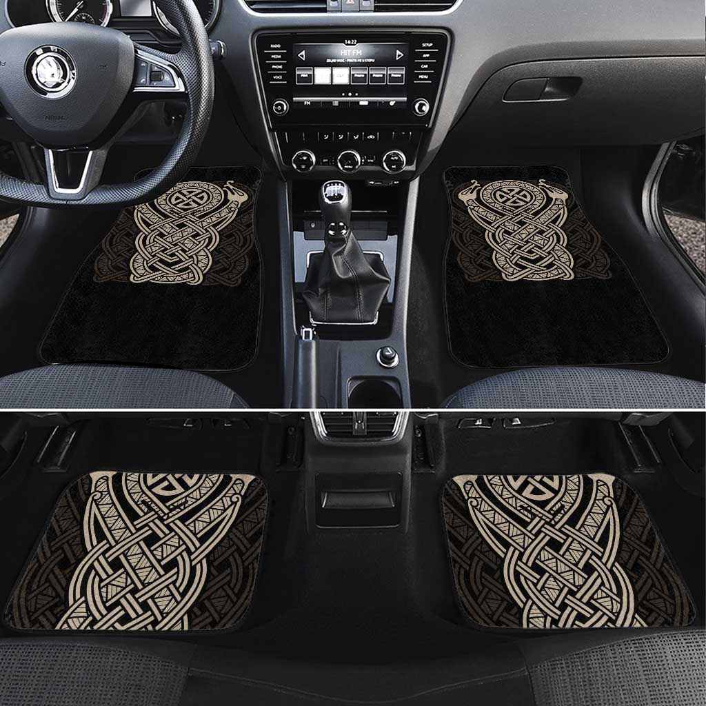 Celtic Trinity Knot Raven Emblem Car Mats Intricate Norse Tribal Knotwork Illustration