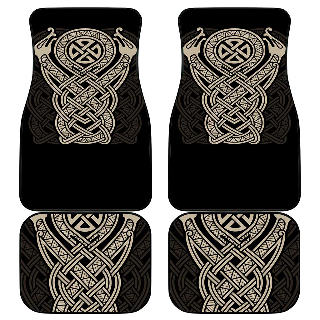 Celtic Trinity Knot Raven Emblem Car Mats Intricate Norse Tribal Knotwork Illustration