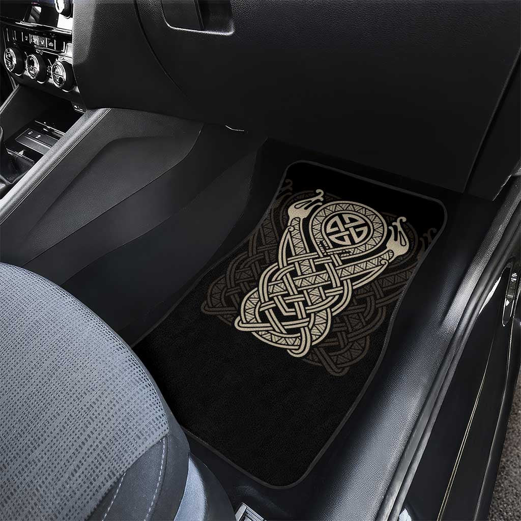 Celtic Trinity Knot Raven Emblem Car Mats Intricate Norse Tribal Knotwork Illustration
