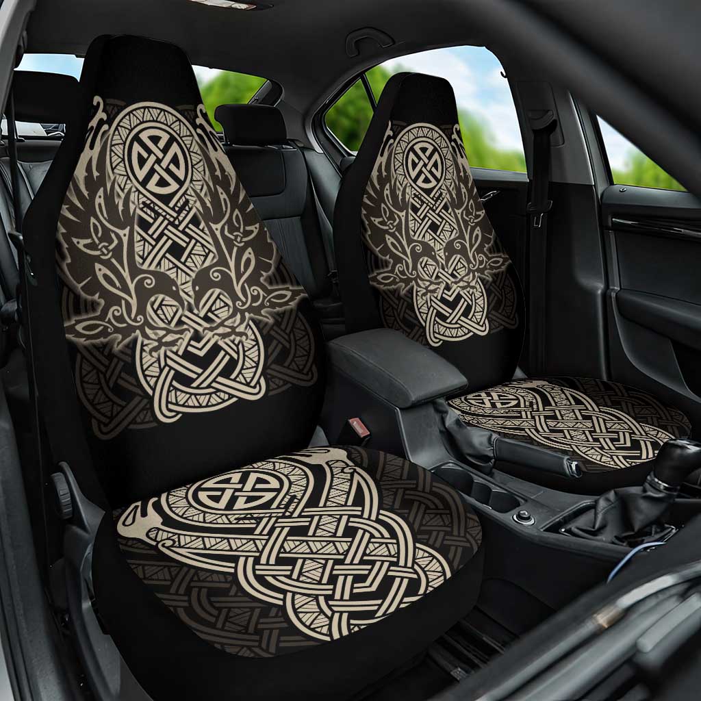 Celtic Trinity Knot Raven Emblem Car Seat Cover Intricate Norse Tribal Knotwork Illustration