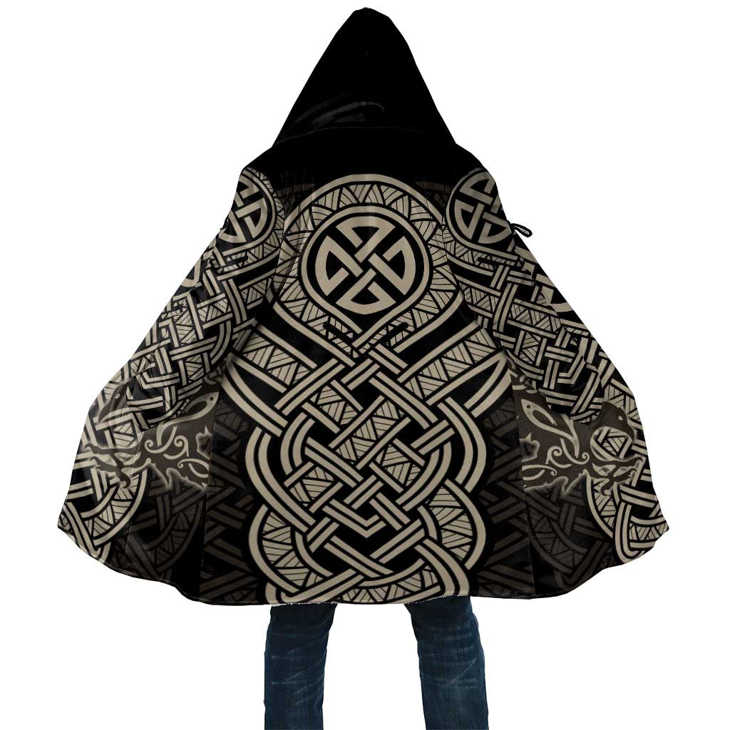 Celtic Trinity Knot Raven Emblem Cloak Intricate Norse Tribal Knotwork Illustration