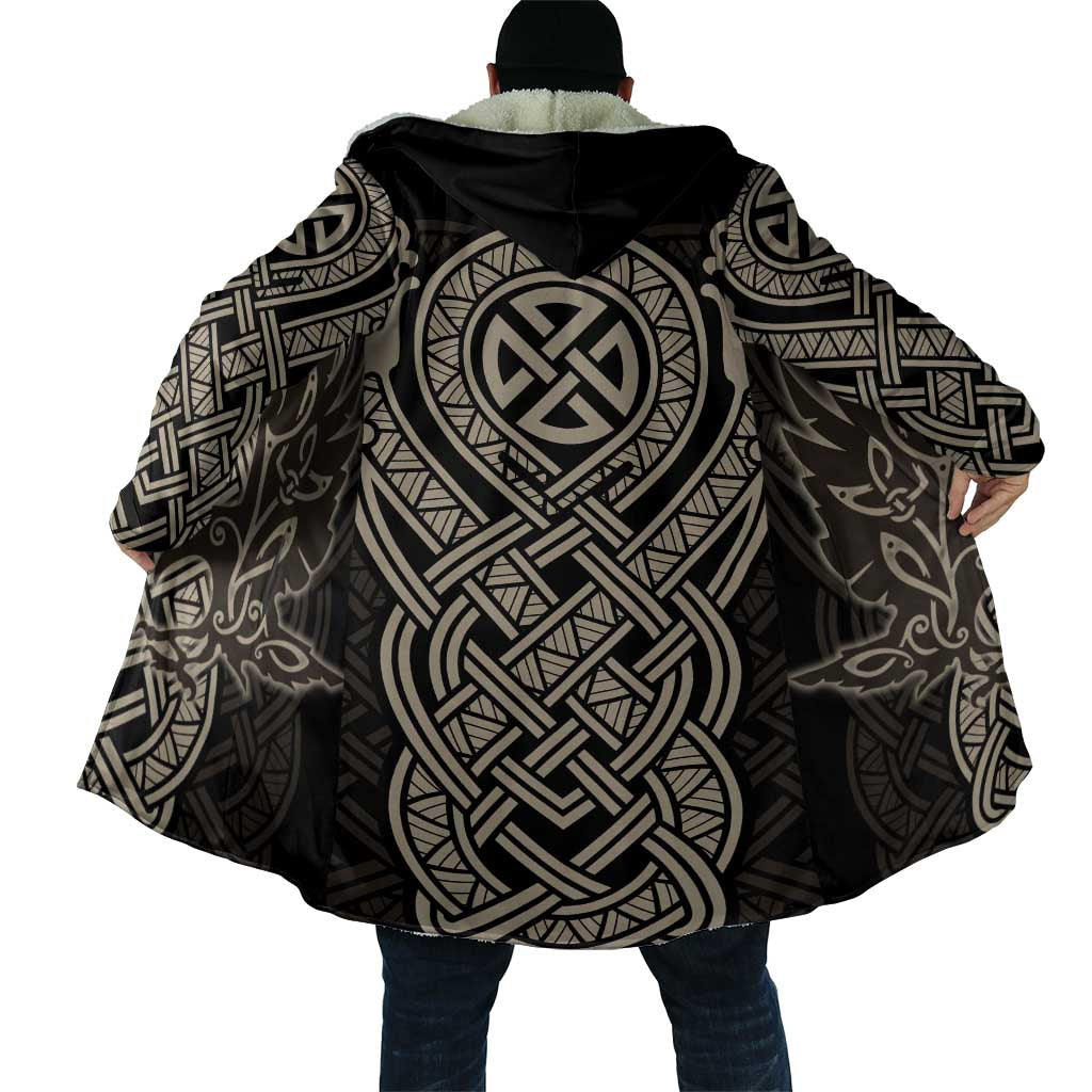 Celtic Trinity Knot Raven Emblem Cloak Intricate Norse Tribal Knotwork Illustration