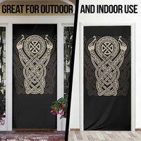 Celtic Trinity Knot Raven Emblem Door Cover Intricate Norse Tribal Knotwork Illustration