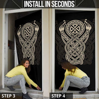 Celtic Trinity Knot Raven Emblem Door Cover Intricate Norse Tribal Knotwork Illustration