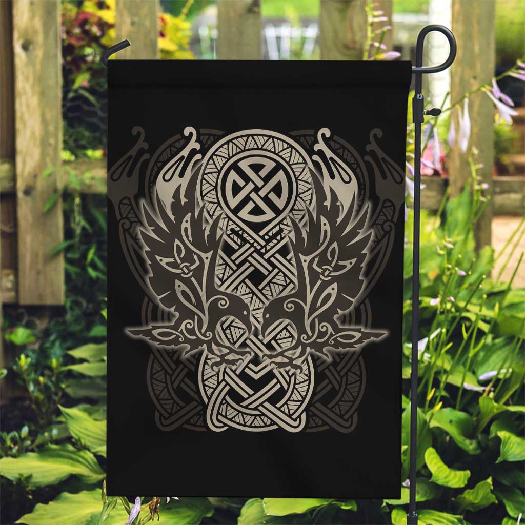 Celtic Trinity Knot Raven Emblem Garden Flag Intricate Norse Tribal Knotwork Illustration