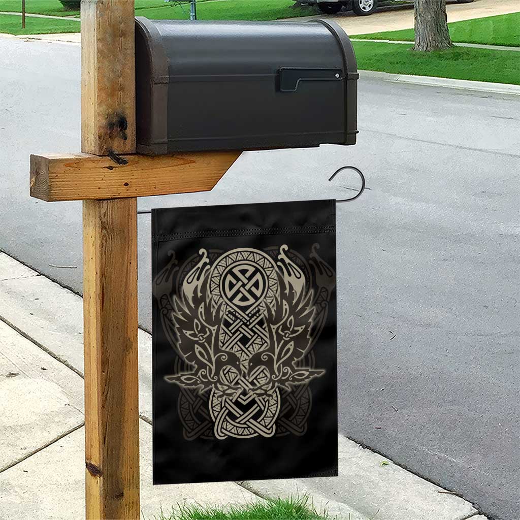 Celtic Trinity Knot Raven Emblem Garden Flag Intricate Norse Tribal Knotwork Illustration