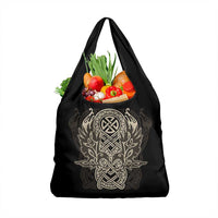 Celtic Trinity Knot Raven Emblem Grocery Bag Intricate Norse Tribal Knotwork Illustration