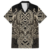 Celtic Trinity Knot Raven Emblem Hawaiian Shirt Intricate Norse Tribal Knotwork Illustration