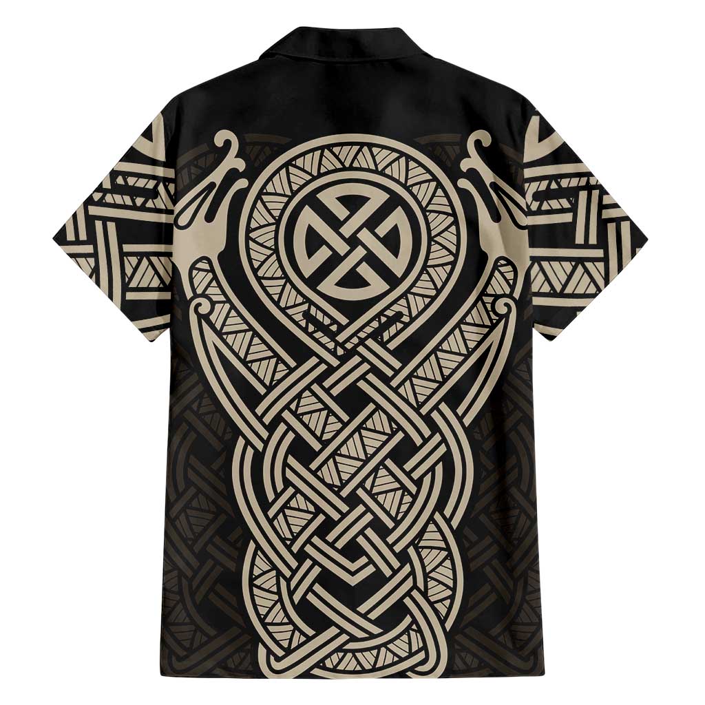 Celtic Trinity Knot Raven Emblem Hawaiian Shirt Intricate Norse Tribal Knotwork Illustration