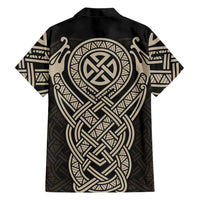 Celtic Trinity Knot Raven Emblem Hawaiian Shirt Intricate Norse Tribal Knotwork Illustration