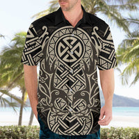 Celtic Trinity Knot Raven Emblem Hawaiian Shirt Intricate Norse Tribal Knotwork Illustration
