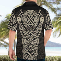 Celtic Trinity Knot Raven Emblem Hawaiian Shirt Intricate Norse Tribal Knotwork Illustration