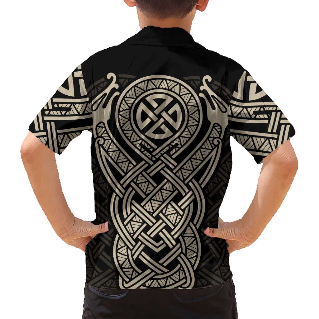 Celtic Trinity Knot Raven Emblem Hawaiian Shirt Intricate Norse Tribal Knotwork Illustration