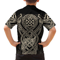 Celtic Trinity Knot Raven Emblem Hawaiian Shirt Intricate Norse Tribal Knotwork Illustration