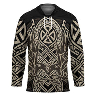 Celtic Trinity Knot Raven Emblem Hockey Jersey Intricate Norse Tribal Knotwork Illustration