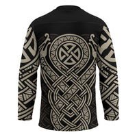 Celtic Trinity Knot Raven Emblem Hockey Jersey Intricate Norse Tribal Knotwork Illustration