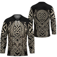 Celtic Trinity Knot Raven Emblem Hockey Jersey Intricate Norse Tribal Knotwork Illustration