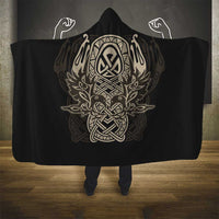 Celtic Trinity Knot Raven Emblem Hooded Blanket Intricate Norse Tribal Knotwork Illustration