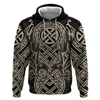 Celtic Trinity Knot Raven Emblem Hoodie Intricate Norse Tribal Knotwork Illustration