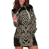 Celtic Trinity Knot Raven Emblem Hoodie Dress Intricate Norse Tribal Knotwork Illustration