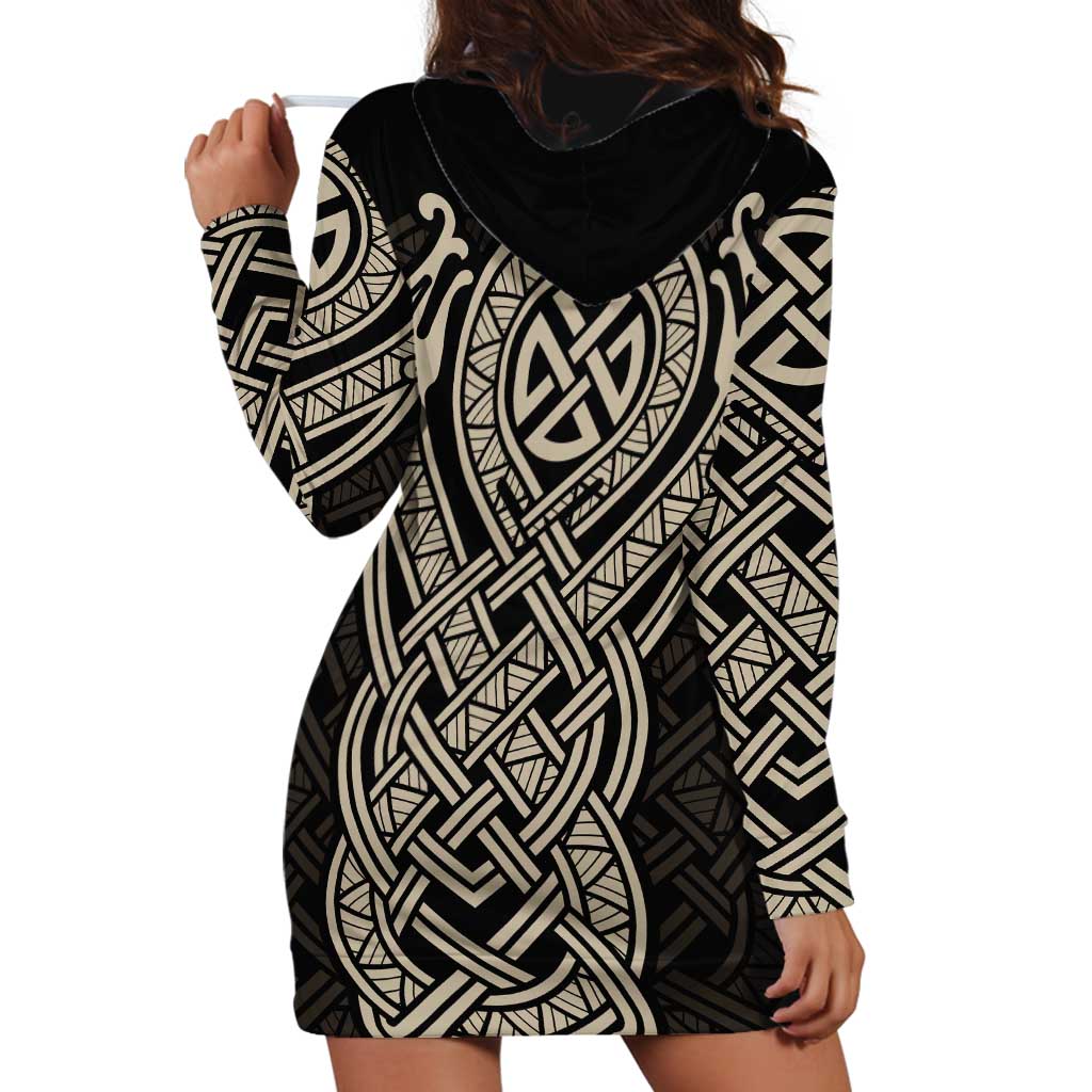 Celtic Trinity Knot Raven Emblem Hoodie Dress Intricate Norse Tribal Knotwork Illustration