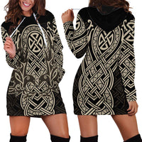 Celtic Trinity Knot Raven Emblem Hoodie Dress Intricate Norse Tribal Knotwork Illustration