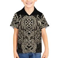 Celtic Trinity Knot Raven Emblem Kid Hawaiian Shirt Intricate Norse Tribal Knotwork Illustration