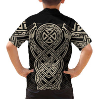Celtic Trinity Knot Raven Emblem Kid Hawaiian Shirt Intricate Norse Tribal Knotwork Illustration