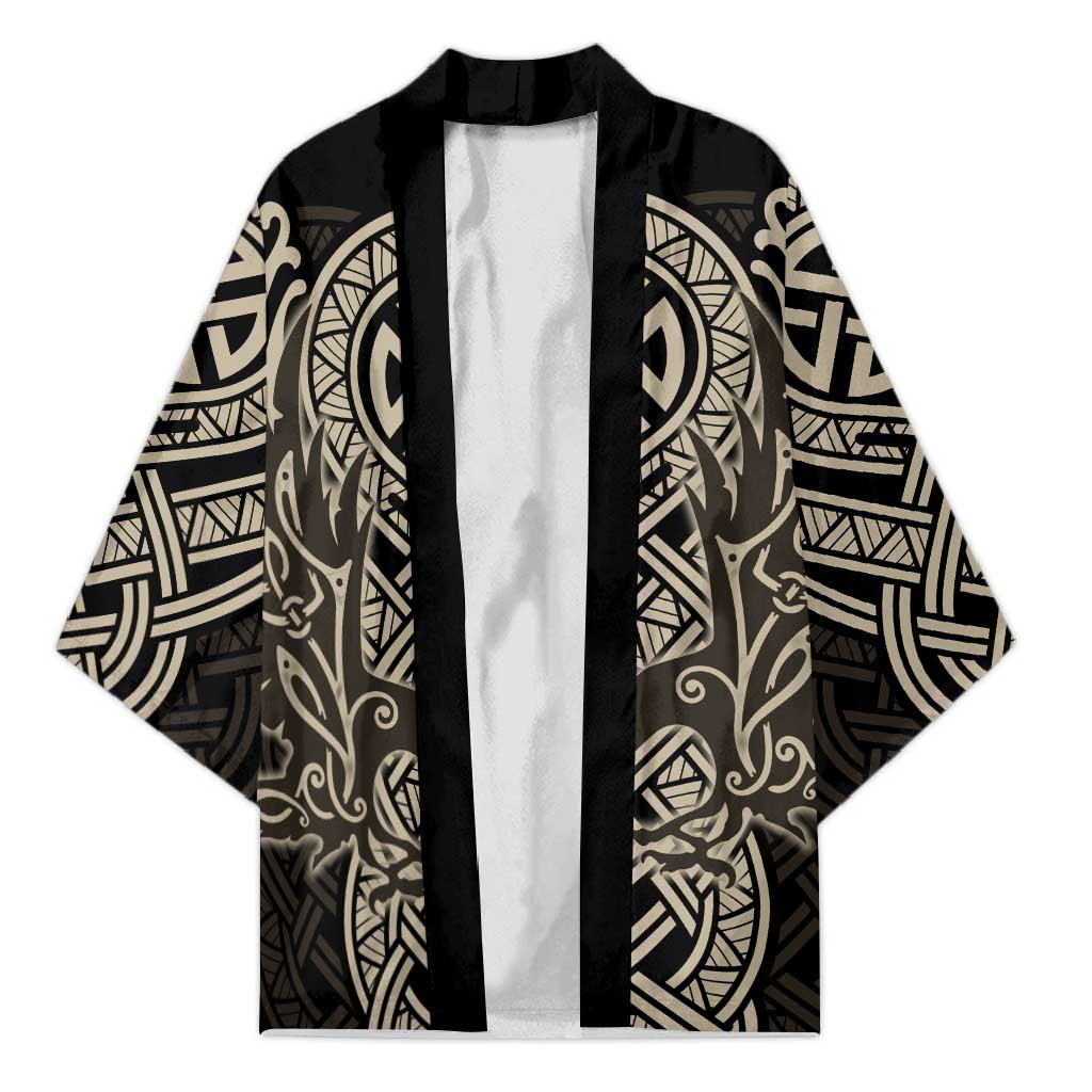 Celtic Trinity Knot Raven Emblem Kimono Intricate Norse Tribal Knotwork Illustration