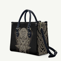 Celtic Trinity Knot Raven Emblem Leather Bag Intricate Norse Tribal Knotwork Illustration