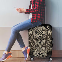 Celtic Trinity Knot Raven Emblem Luggage Cover Intricate Norse Tribal Knotwork Illustration