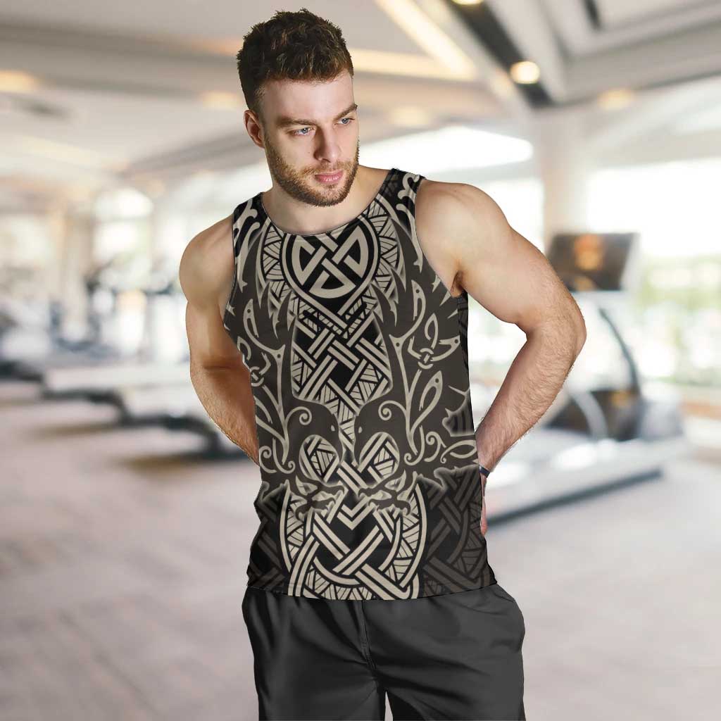 Celtic Trinity Knot Raven Emblem Men Tank Top Intricate Norse Tribal Knotwork Illustration