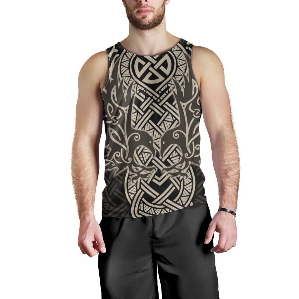 Celtic Trinity Knot Raven Emblem Men Tank Top Intricate Norse Tribal Knotwork Illustration
