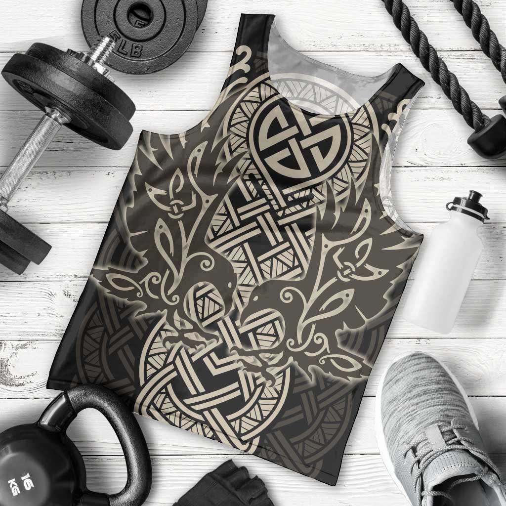 Celtic Trinity Knot Raven Emblem Men Tank Top Intricate Norse Tribal Knotwork Illustration