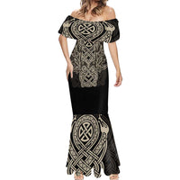 Celtic Trinity Knot Raven Emblem Mermaid Dress Intricate Norse Tribal Knotwork Illustration