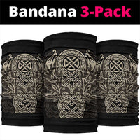Celtic Trinity Knot Raven Emblem Neck Gaiter Intricate Norse Tribal Knotwork Illustration