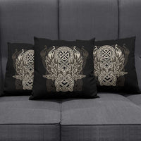 Celtic Trinity Knot Raven Emblem Pillow Cover Intricate Norse Tribal Knotwork Illustration