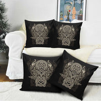 Celtic Trinity Knot Raven Emblem Pillow Cover Intricate Norse Tribal Knotwork Illustration
