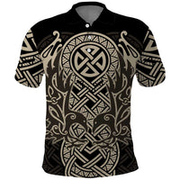 Celtic Trinity Knot Raven Emblem Polo Shirt Intricate Norse Tribal Knotwork Illustration
