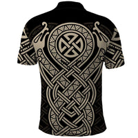 Celtic Trinity Knot Raven Emblem Polo Shirt Intricate Norse Tribal Knotwork Illustration