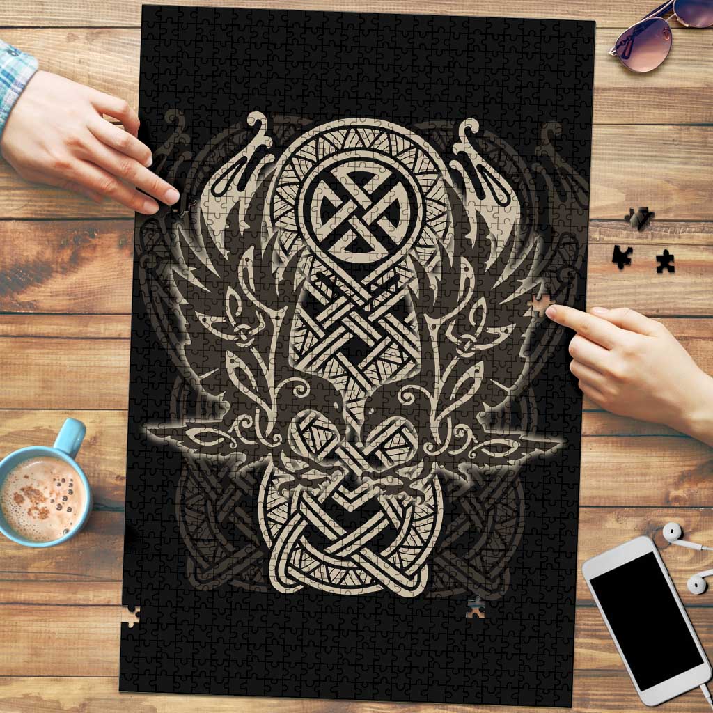 Celtic Trinity Knot Raven Emblem Puzzle Intricate Norse Tribal Knotwork Illustration