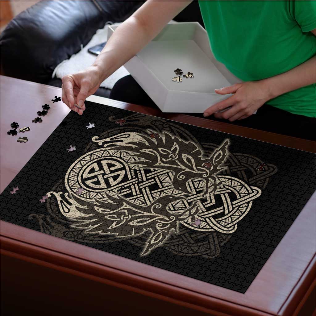 Celtic Trinity Knot Raven Emblem Puzzle Intricate Norse Tribal Knotwork Illustration