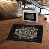 Celtic Trinity Knot Raven Emblem Puzzle Intricate Norse Tribal Knotwork Illustration