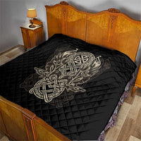 Celtic Trinity Knot Raven Emblem Quilt Intricate Norse Tribal Knotwork Illustration